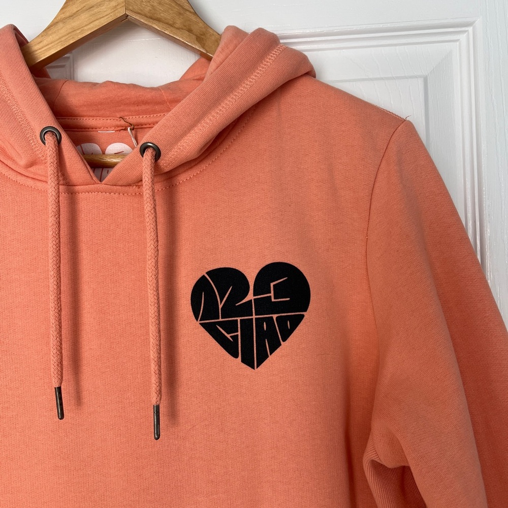 123Ciao Peach Hoodie Sweatshirt | Heart Logo Graphic | NWT | Size S - Picture 2 of 9